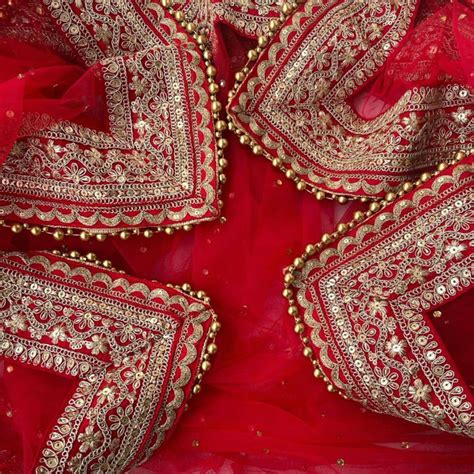Bridal Saira Red Sequin Embroidered Net Dupatta – anokherang