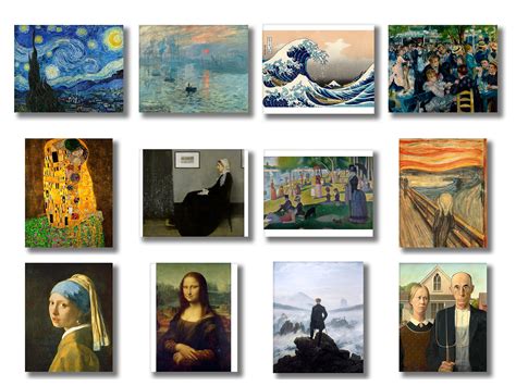 Buy Wish Pub - 12 Most Famous Paintings in The World, Set of Unframed ...