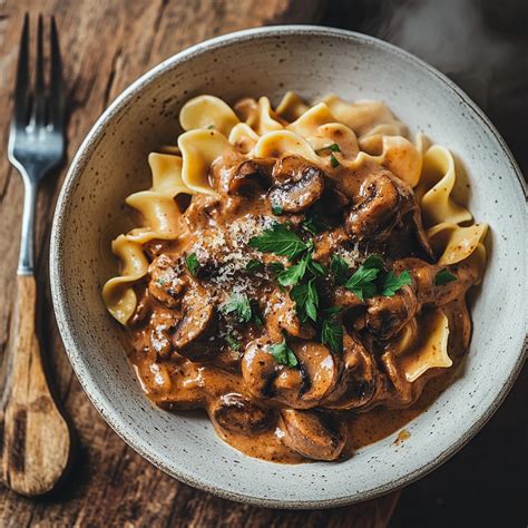 Vegetarian Beef Stroganoff with Mushrooms | Hearty & Filling Dish