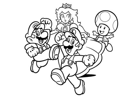 Mario with Luigi, Princess Peach and her friend Toad - Super Mario Bros ...