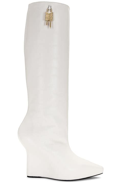 Givenchy G Lock Wedge Knee High Boot in Ivory | FWRD