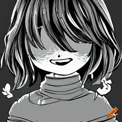 Cyberpunk artwork of chara from undertale on Craiyon