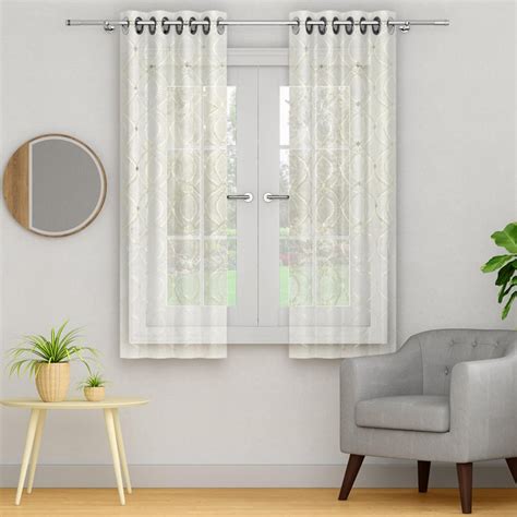 Buy PORTICO Magnolia Curtains White Printed Window Curtain - 130 x 160 ...