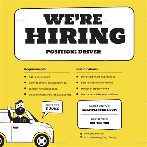 Driver Job Hiring Flyer, Print Templates | GraphicRiver