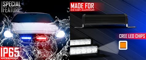 FABTEC 12 Led Strobe Flasher Federal Light, Police PCR Red/Blue & White ...