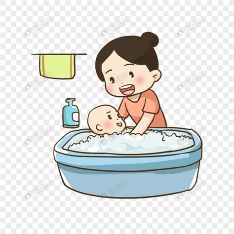 妈妈给孩子洗澡元素素材下载-正版素材401534039-摄图网