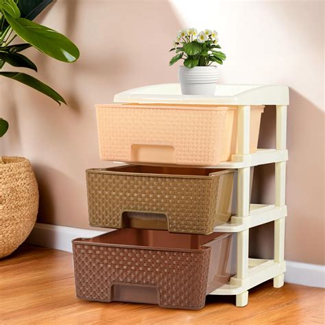 Cello Cuboid Storage Unit With 3 Drawers (Matt Brown) - Plastic ...