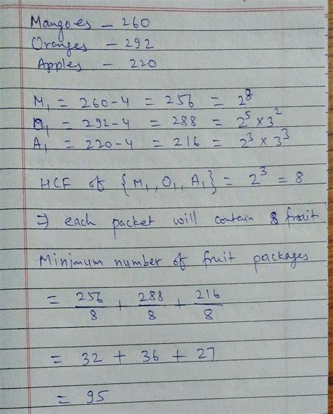 A fruit vendor has 260 mangoes, 292 oranges, and 220 apples. He sells ...