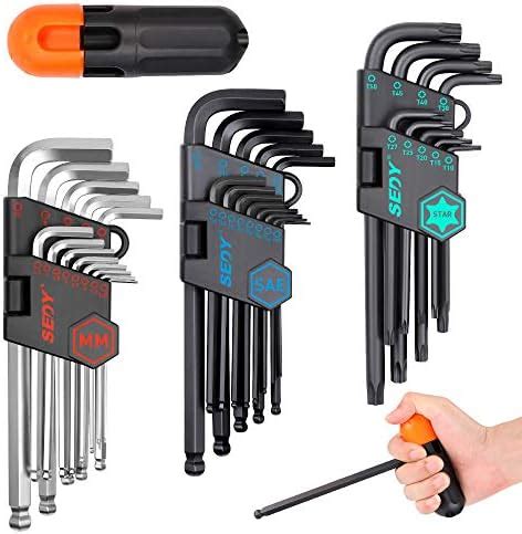 SEDY 36-Pieces Hex Key Allen Wrench Set, Long Arm Ball End Hex & Torx L ...