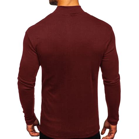 Utoimkio Men's Mock Turtleneck T-Shirts Long Sleeve Crewneck Pullover ...