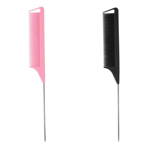 Parting Hair Comb Braids Rat Tail Comb Steel Pin Carbon Fiber Teasing ...