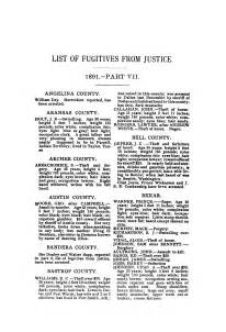 List of Fugitives From Justice: 1891.-- Part 7 - Page 1 - The Portal to Texas History