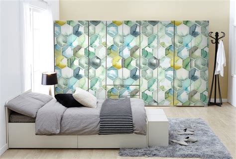 Colourful Hexagonal Pattern Self Adhesive Sticker For Wardrobe ...
