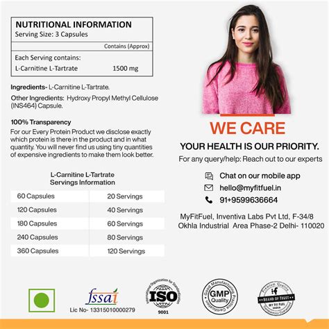 Buy L Carnitine L Tartrate Capsule Supplement Online in India – MyFitFuel