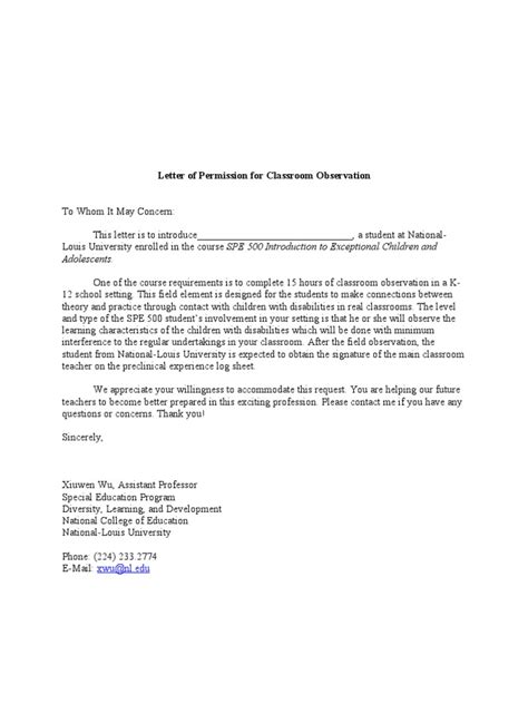 Image result for Example of Letter for Observation