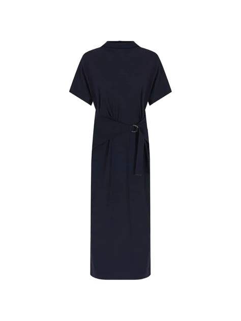 Brunello Cucinelli Short-Sleeve Belted Midi Dress Price in India ...