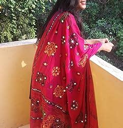 Banjara India Women's Cotton Embroidered Kutchi Dupatta Chakachak ...