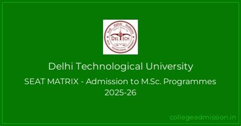Delhi Technological University: SEAT MATRIX - Admission to M.Sc ...