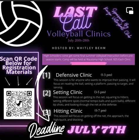 Last Call Volleyball Clinic, Wautoma High School, 26 July to 28 July ...
