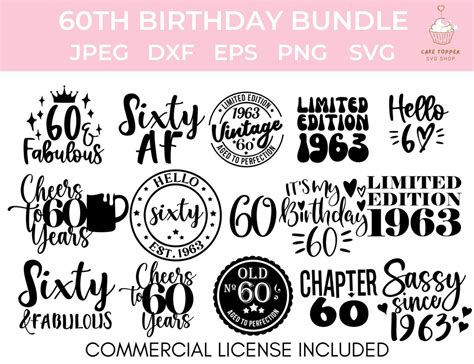 Buy 60th Birthday SVG Bundle PNG DXF Eps and Jpeg Included Online in ...