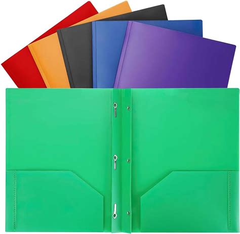 6 Pcs Two Pocket Folder,Heavy Duty Plastic Two Pocket Folders, Colored ...