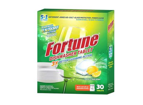 FORTUNE Dishwasher Tablets, 5 in 1 Action, Fresh Scent, 30 Count ...