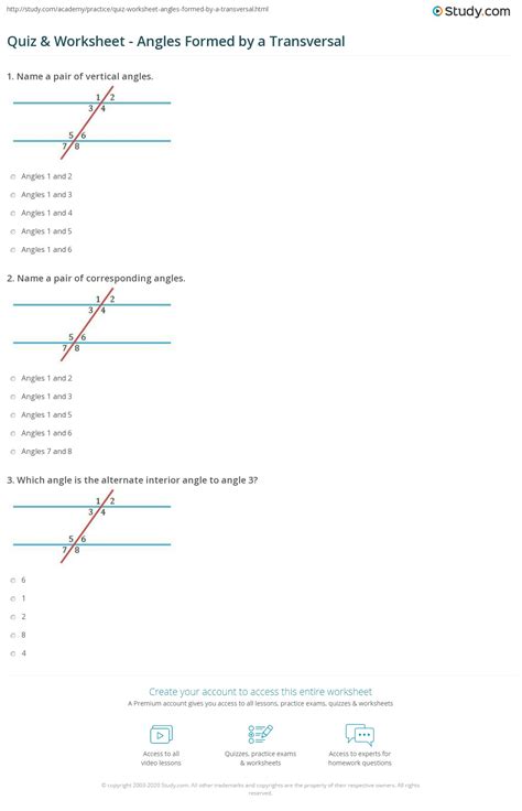 Image result for Transversal Angles Worksheet.pdf
