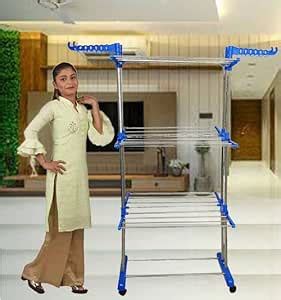 LAKSHAY Double Pipes Supports Drying Stand with Wheels (Blue) Cloth ...
