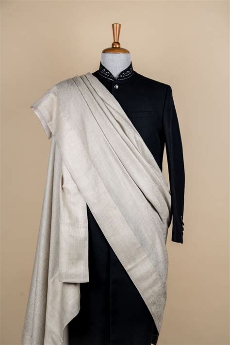 Buy Ivory Embroidered Shawl for Men from Tasva 1078369
