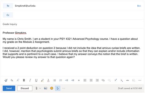 Email Correspondence Exercise 1 – Psychology Career Preparation