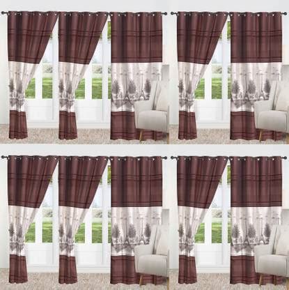 PURAV light 275 cm (9 ft) Jacquard Blackout Long Door Curtain (Pack Of ...