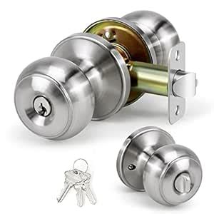 Loqron Keyed Entry Door Knob for Entrance, Front Doorknob with Lock and ...