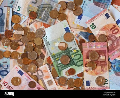 Euro (EUR) banknotes and coins, currency of European Union (EU Stock Photo - Alamy
