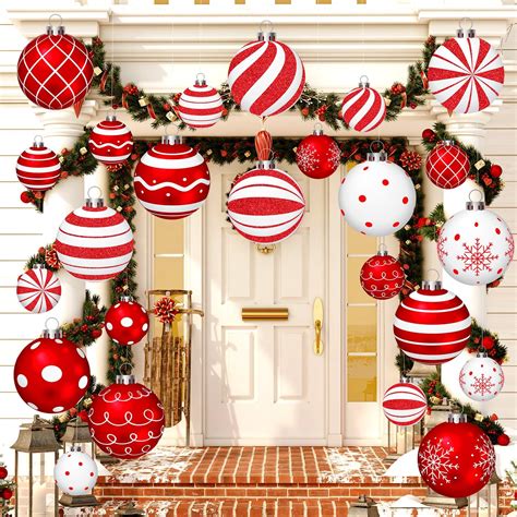 Amazon.com: Huwena 24 Pcs Christmas Outdoor Decorations Hanging ...