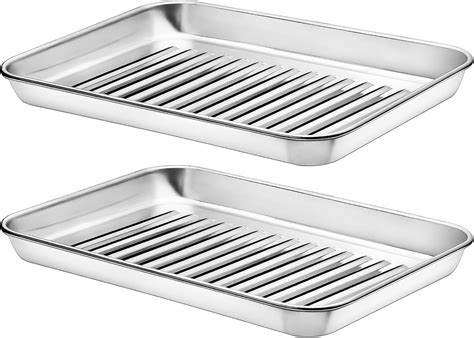 Zacfton Baking Sheets for Oven, Cookie Sheets Baking Pan Set of 2-10.4 ...