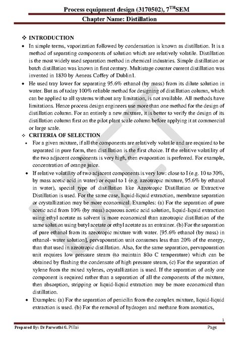 Design distillation column - Process equipment design ( 3170502 ), 7 ...