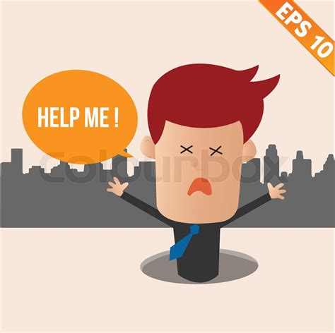 Cartoon Businessman ask for help - Vector illustration - EPS10 | Stock vector | Colourbox