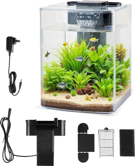 VEVOR Fish Tank Aquarium, 2 Gallon Arch Ultra-Clear GPPS Starter Smart ...