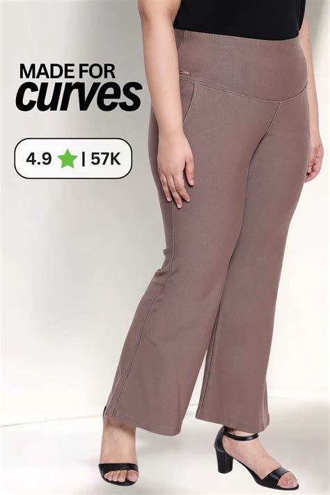 Plus Size Brownish Grey Tummy Shaper Bell Bottom Online in India | Amydus