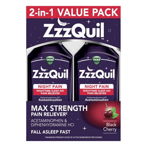 Vicks ZzzQuil Night Pain, Sleep Aid Pain Reliever Liquid, Sleep Aid and ...