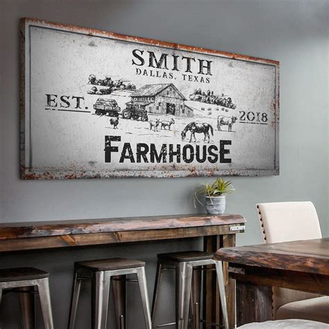 Farmhouse Sign Rustic Farmhouse Wall Decor Family Last Name Farm Sign ...