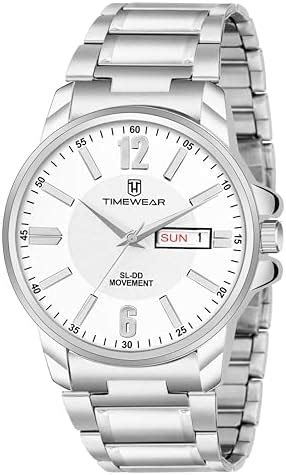 TIMEWEAR Formal Day Date Watch Collection Stainless Steel Analog Men's ...