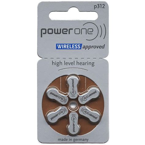 Power One P312 Zinc Air Mercury Free Hearing Aid Battery, 60 Cells ...