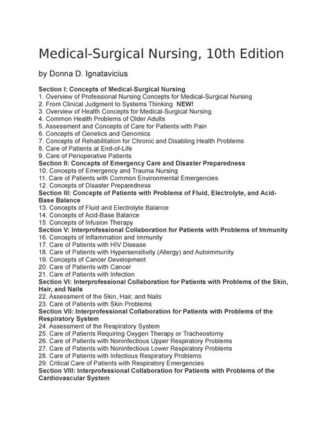Iggy Table of Contents - Medical-Surgical Nursing - Medical-Surgical ...