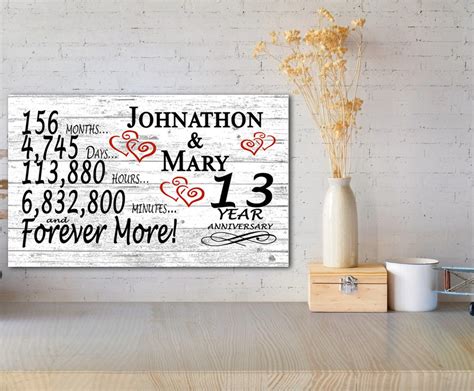 13 Year Anniversary Gift PERSONALIZED 13th Wedding Anniversary - Etsy