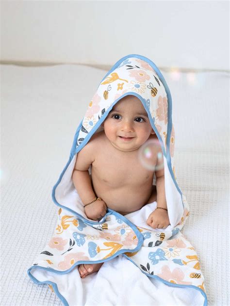 Buy Organic Bamboo Hooded Baby Towel - Plant Print Baby Hooded Towel ...
