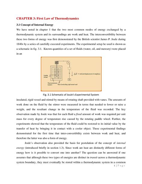 Chapter-3 - CHAPTER 3: First Law of Thermodynamics - CHAPTER 3: First ...