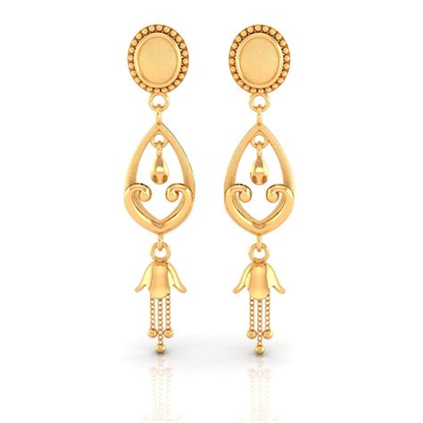 P.C. Chandra Jewellers Womens 22KT (916) Yellow Gold Heart Shaped Drop ...