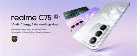 realme C75 Smartphone 6+128GB Midnight Lily, 6.67inch Screen, 120HZ ...