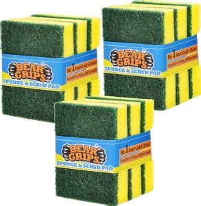 Bear Grips Sponge Scrub pad for Kitchen Scratch proof Scrubber for Dish ...